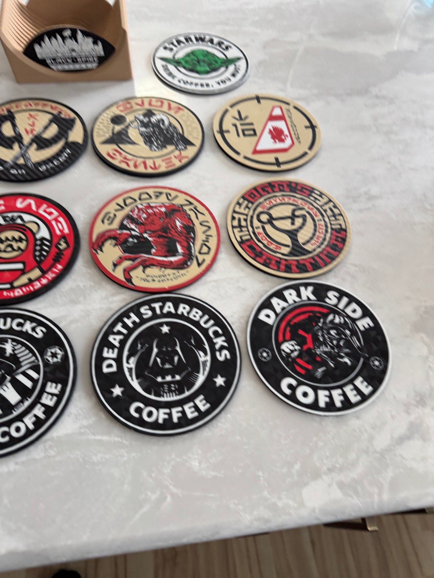 11-Piece Star Wars Galaxy’s Edge Coaster Set | Batuu Cantina Inspired | Sci-Fi Drink Coasters | Star Wars Gift | Galaxy’s Edge Decor